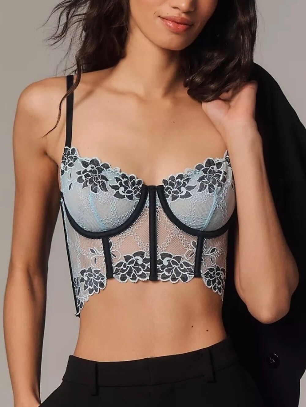 Anthropologie Lace And Mesh Floral Corset Bralette - Picture 1 of 4